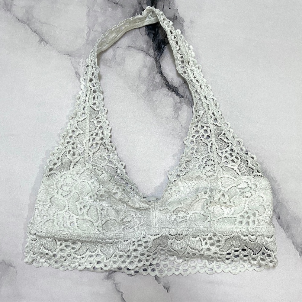 Lightly Lined Lace Halter Bralette